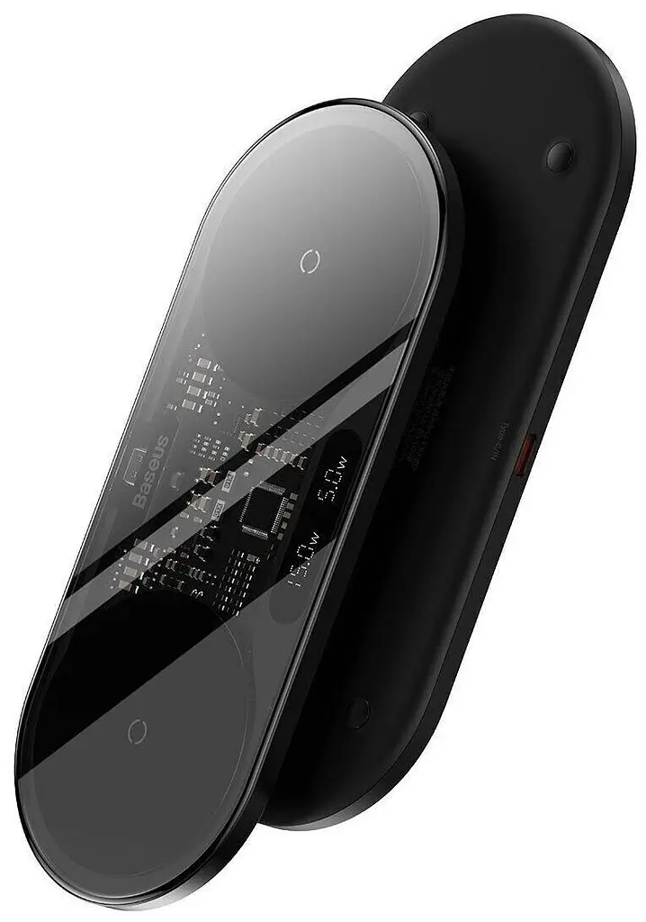 Бездротовий зарядний пристрій Baseus Digital LED Display 2in1 Wireless Charger 20W (WXSX010101) Black [78283] - фото 5