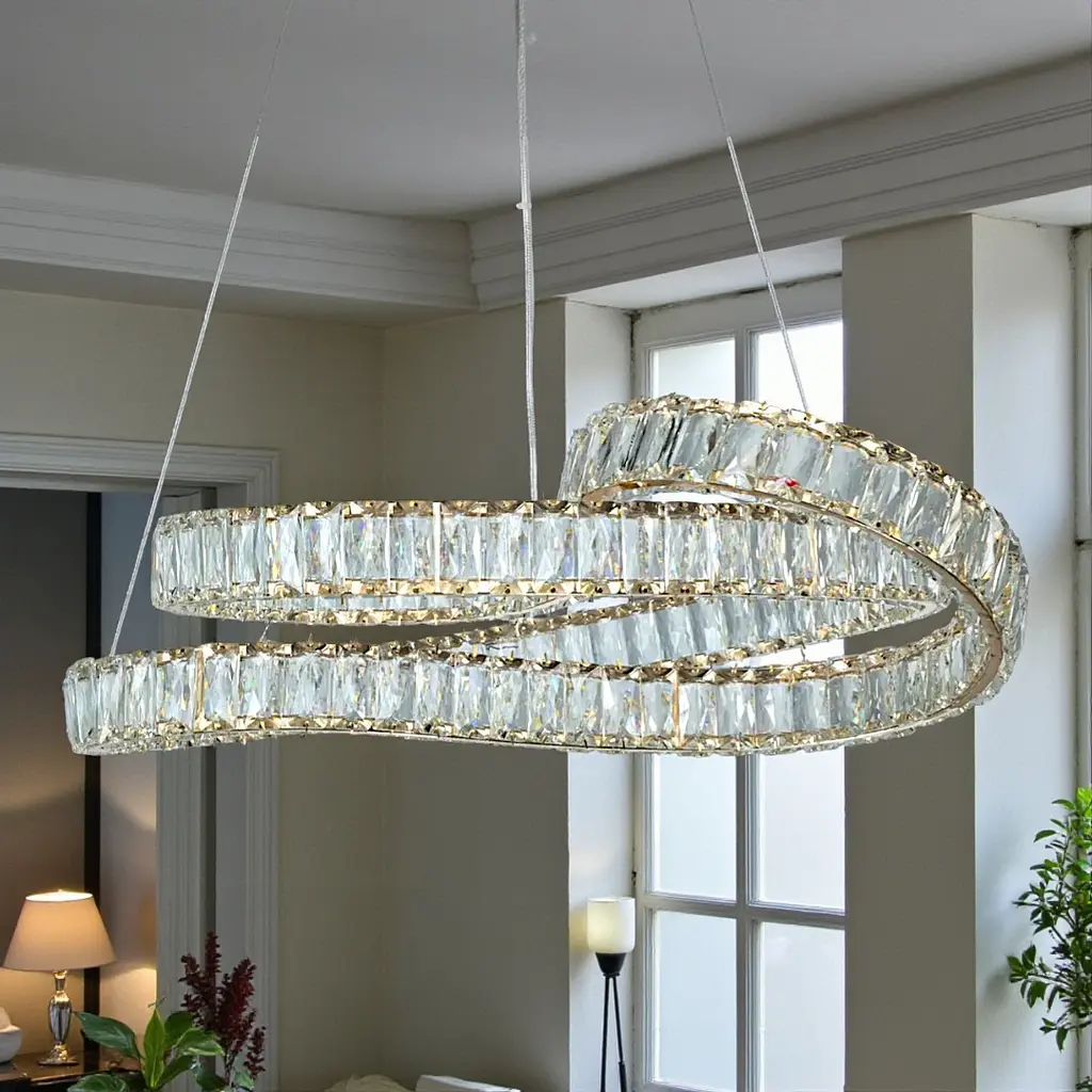 Елегантна підвісна LED-люстра для залу Diasha D8816/600G, золото, 85W, 4675 lm - фото 3