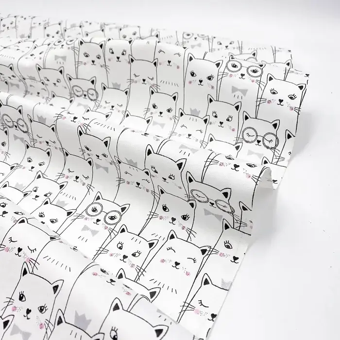 Багаторазова непромокаюча пелюшка Cosas Cats White 100х140 см біло-чорна (Diaper_CatsWhite_100x140) - фото 4