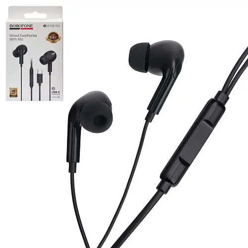 Навушники BOROFONE BM100 Pro з мікрофоном, Type C, 1м Black