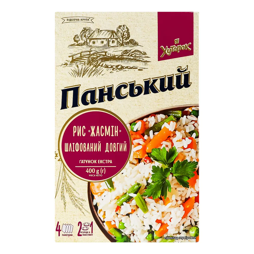 Рис Жасмін Хуторок Панський шліфований довгий 400 г - фото 2