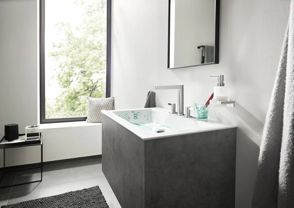 Смеситель для умывальника Hansgrohe Finoris 160 на 3 отверстия с донным клапаном Push-Open белый матовый 76034700 Белый матовый - фото 6