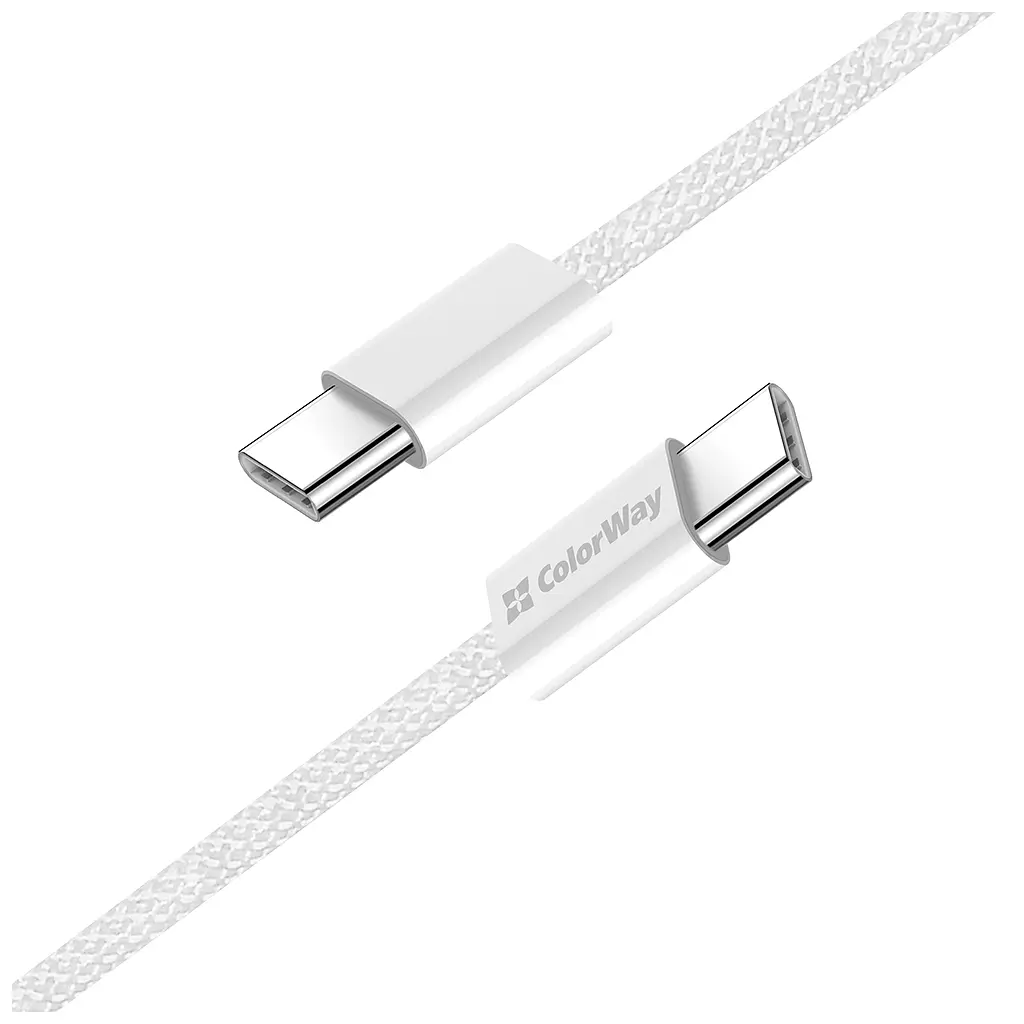 Дата кабель USB-C to USB-C 2.0m (braided cotton) (PD Fast Charging 60W) 3.0А grey ColorWay (CW-CBPDCC068-GR) - фото 4