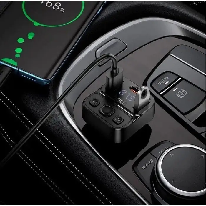 FM трансмиттер автомобильный Hoco E87 Delta Bluetooth 5.4, 35W, USB C 20W PD QC AFC, USB A 5V 3A, USB A 5V 0.5A - фото 5