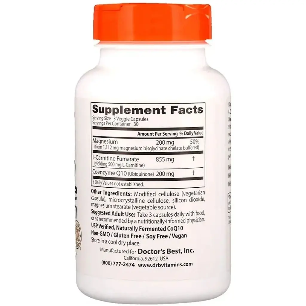 Комплекс Doctor's Best  CoQ10 L-Carnitine Magnesium 90 капсул - фото 2
