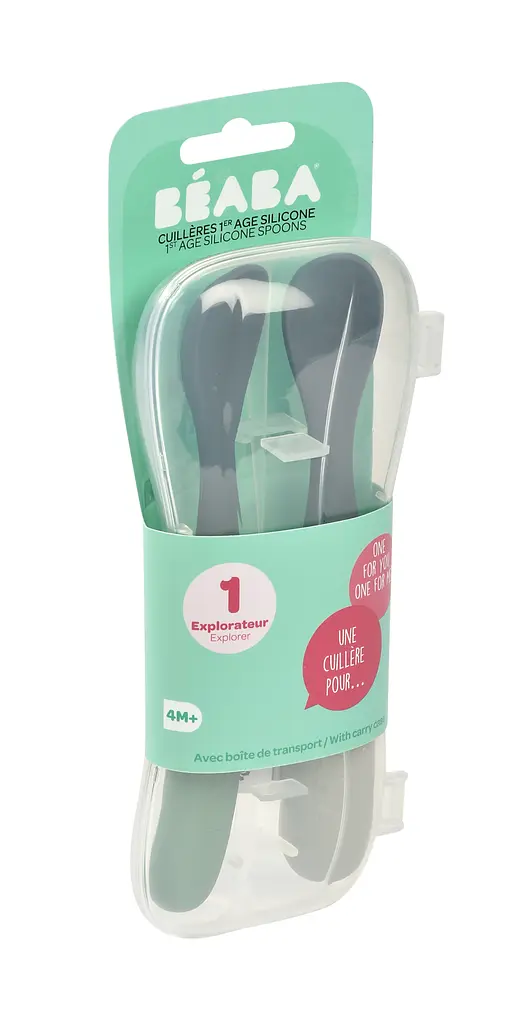 Набор силиконовых ложек Beaba зеленый/серый 2 шт. (913574) - фото 2