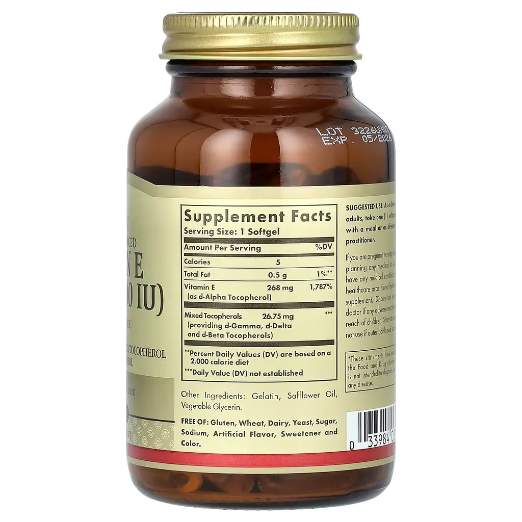 Вітамін E Природного Походження Vitamin E 268мг (400 IU) - 100 софтгель - фото 2