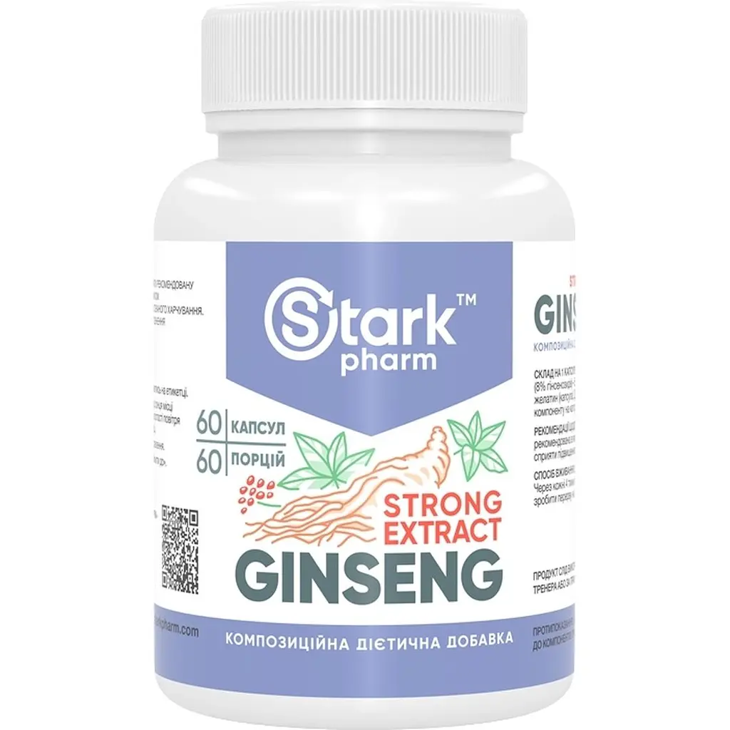 Адаптоген на основі женьшеню Stark Pharm Ginseng Strong Extract 60 капсул (100-70-0616353-20) - фото 2
