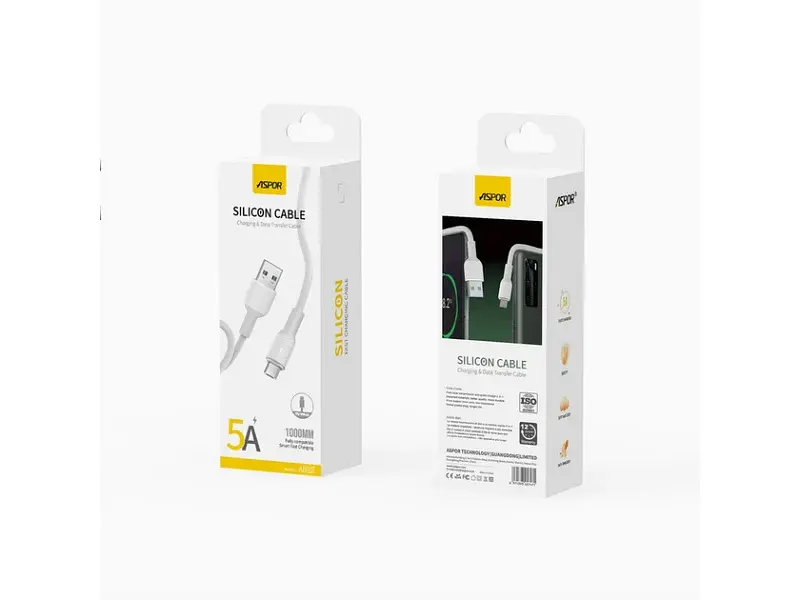 Кабель Aspor A082 Silicone USB – Type-C 5A/1м White - фото 2