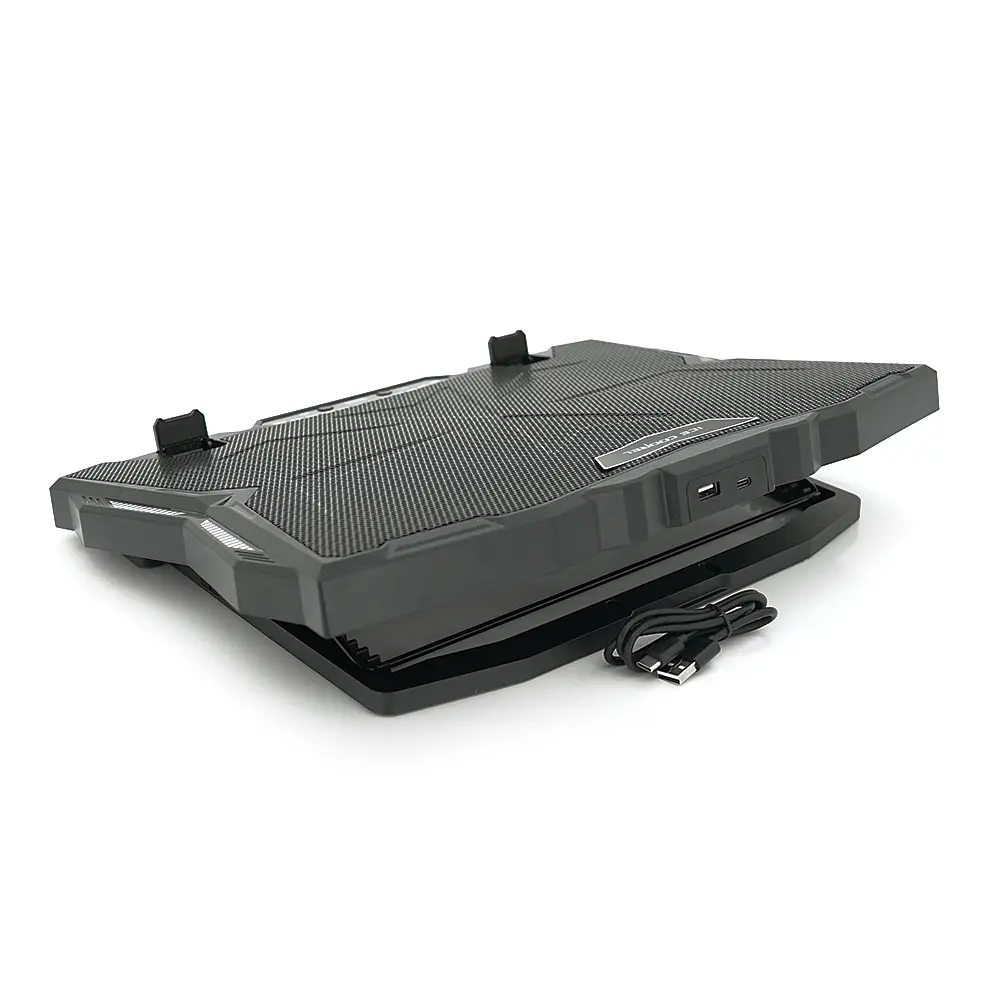 Підставка під ноутбук IceCoorel K12, 10-17", 15 * 60mm 2500±10% RPM, корпус пластик + алюміній, TYPE-C + USB, 400x305x39mm, Black, Box, Q10 - фото 4