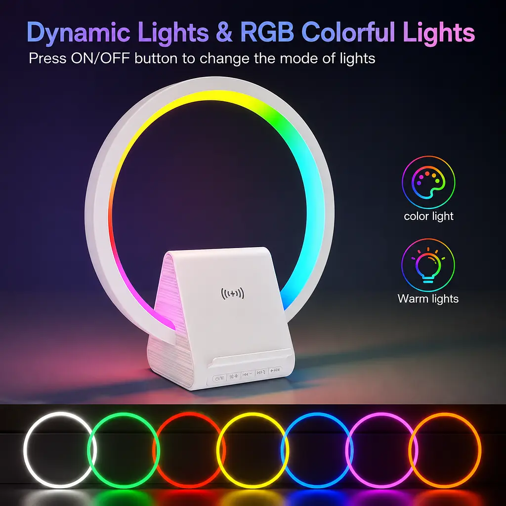 Бездротова зарядка WiWU WI-W021 4в1 15W з Bluetooth колонкою, RGB підсвічуванням та FM радіо - фото 5