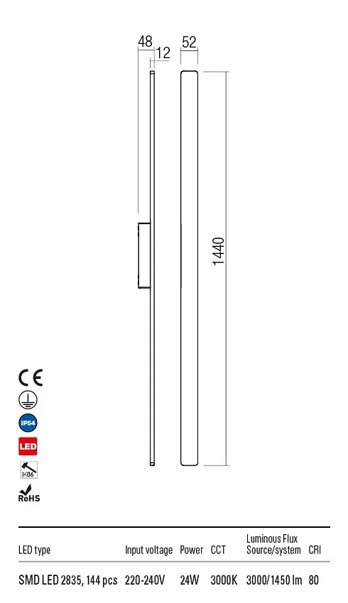 Бра вуличне REFLEXA AP LED SMD 24W IP54 DG 3000K(4.1.2) Redo 90433 - фото 3