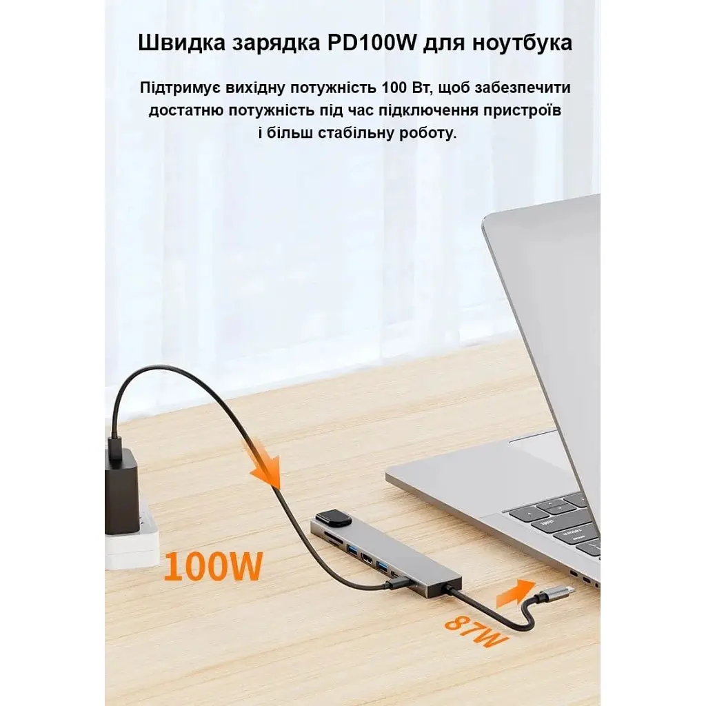Концентратор Dynamode USB-C 8-in-1 HDMI 4K30Hz + 1xRJ45 + 1xUSB 3.0 + 1xUSB 2.0 + 1xUSB-C PD (BYL-2017L) - фото 11
