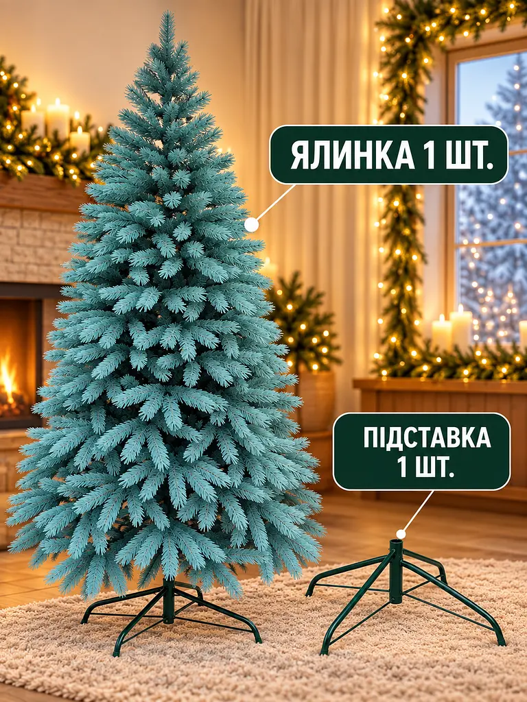 Лита штучна ялинка YaLINKA BB15 Верховина 150 см на металевій підставці, блакитна (49676432) - фото 7