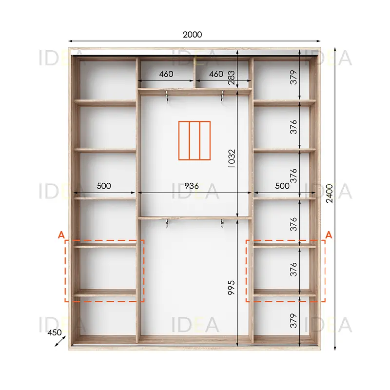 Шафа-купе Idea серія 3 200 x 45 x 240 см Дуб сонома - фото 2