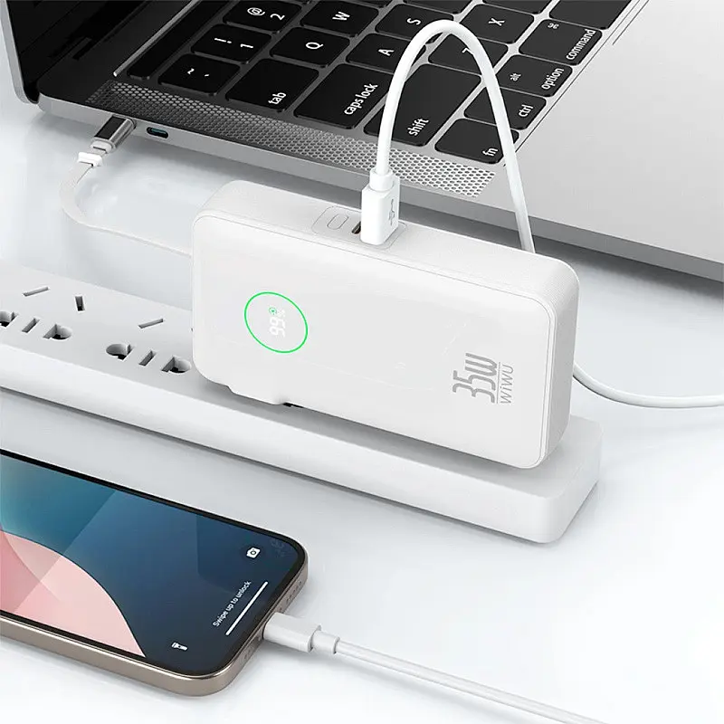 Портативний ЗП Power Bank WIWU Wi-P049 22.5W+PD35W with cable 10000 mAh White - фото 2