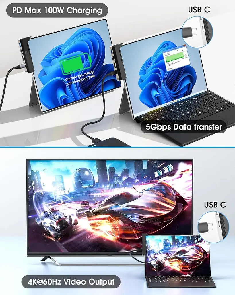Хаб 6-в-1 для Surface Pro 9 з HDMI 4K, LAN, USB 3.0, PD 100W - фото 4
