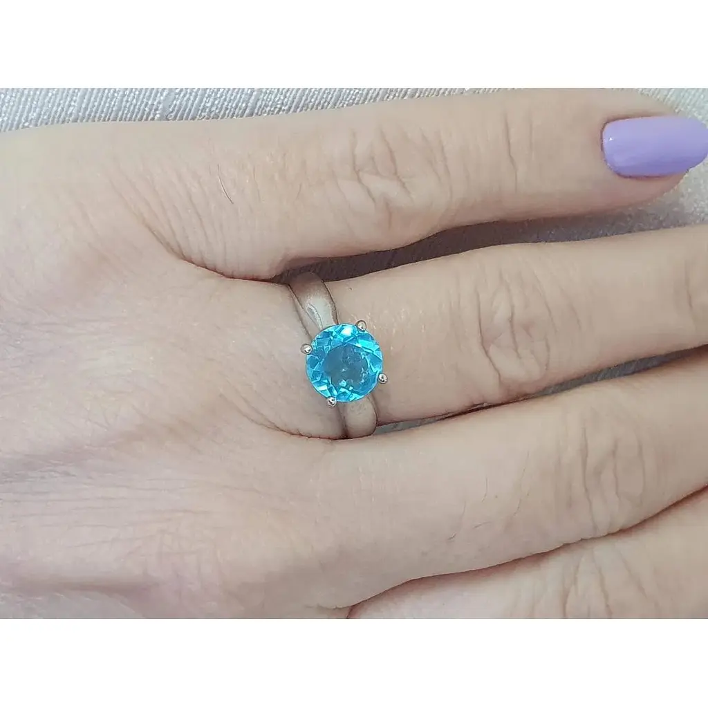 Серебряное кольцо Агни Безмятежность с голубым кварцем. 1298/1р-QSWB 18,5 - фото 2