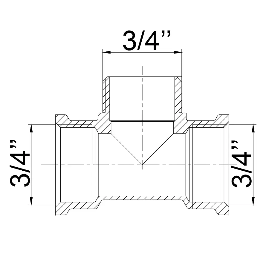 Трійник латунний 3/4″ВР х 3/4″ЗР х 3/4″ВР ливарний 663Б 000011542 - фото 4