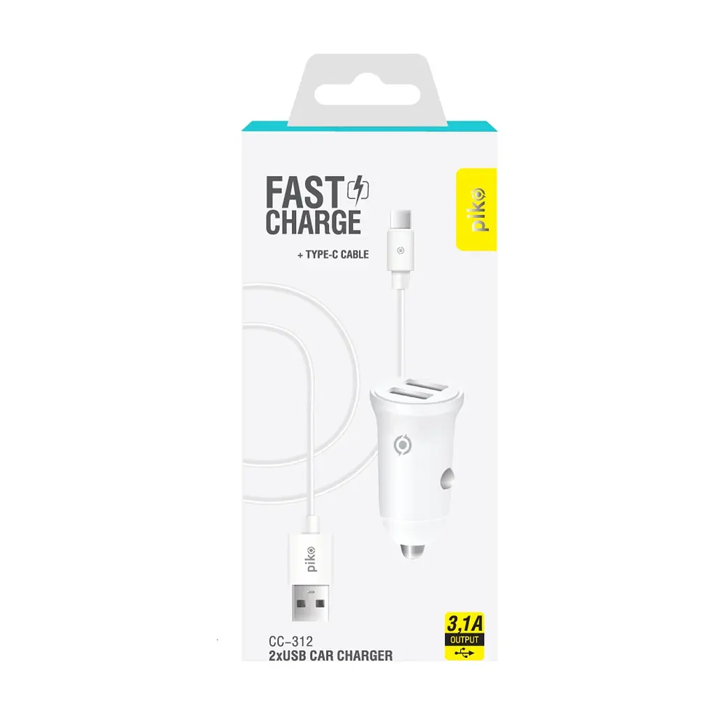 Зарядний пристрій Piko CC-312 (2USB3,1A) + USB-C cable (1283126538803) - фото 2