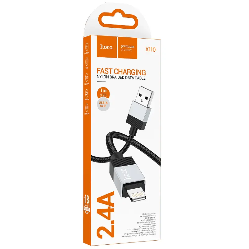 Дата кабель Hoco X110 Honorific USB to Lightning 2.4A 1 м Black - фото 5