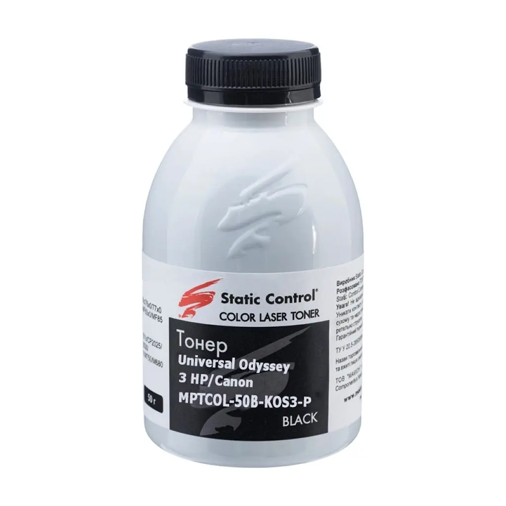 Тонер HP/Canon MPTCOL OS3 50г black (фасовка) Static Control (MPTCOL-50B-KOS3-P)