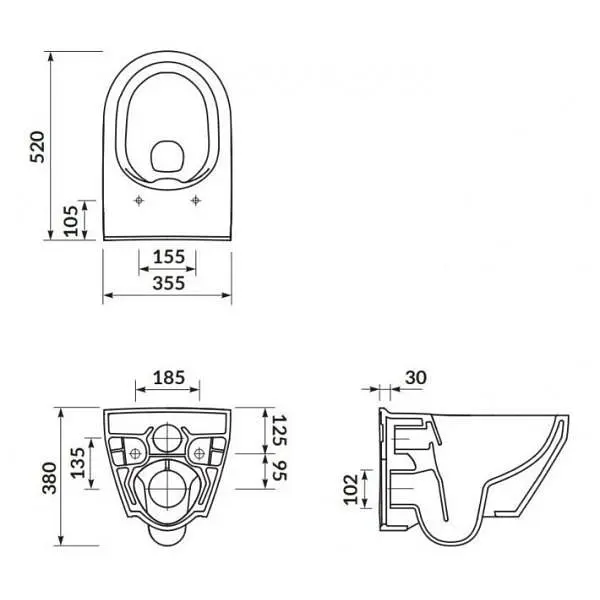 Унітаз підвісний CET B216 Cersanit Crea CleanOn з дюропластовим Slim сидінням SoftClose+QuickRelease 30412 - фото 4