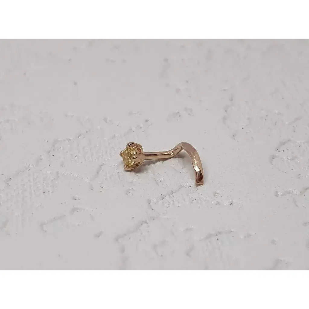 Золота сережка-пірсинг Dear в ніс Dear с фіанітом. 1018.2 Жовтий - фото 2