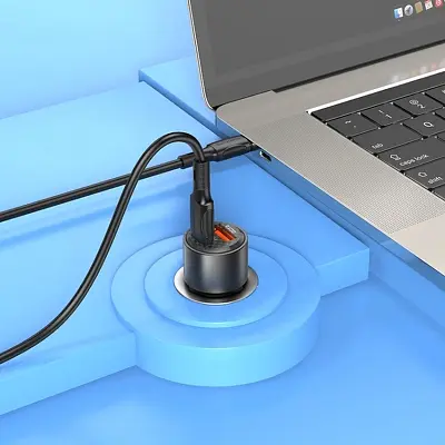 Зарядний пристрій BOROFONE 1xUSB-C PD 65 Вт + 1xUSB QC 3.0 83 Вт автомобільний адаптер прозоро-чорний (6941991101625) - фото 7