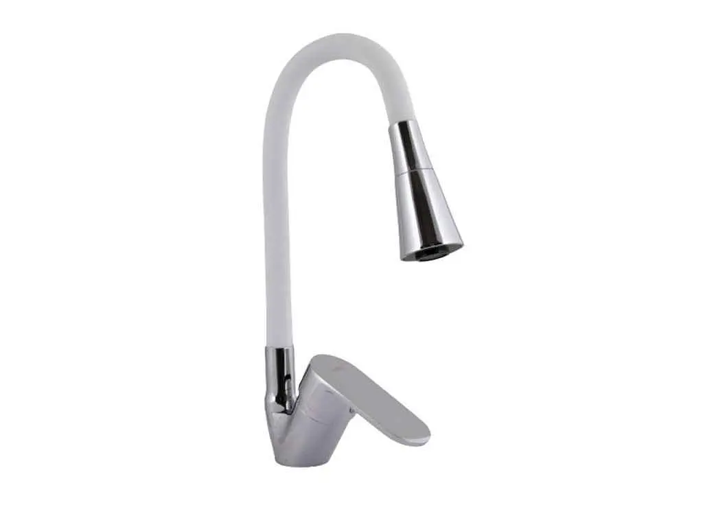 Змішувач LIDZ на мийку білий Tani 008F3 з гнучким виливом (k40) LDTAN008F3WCR37037 White / Chrome