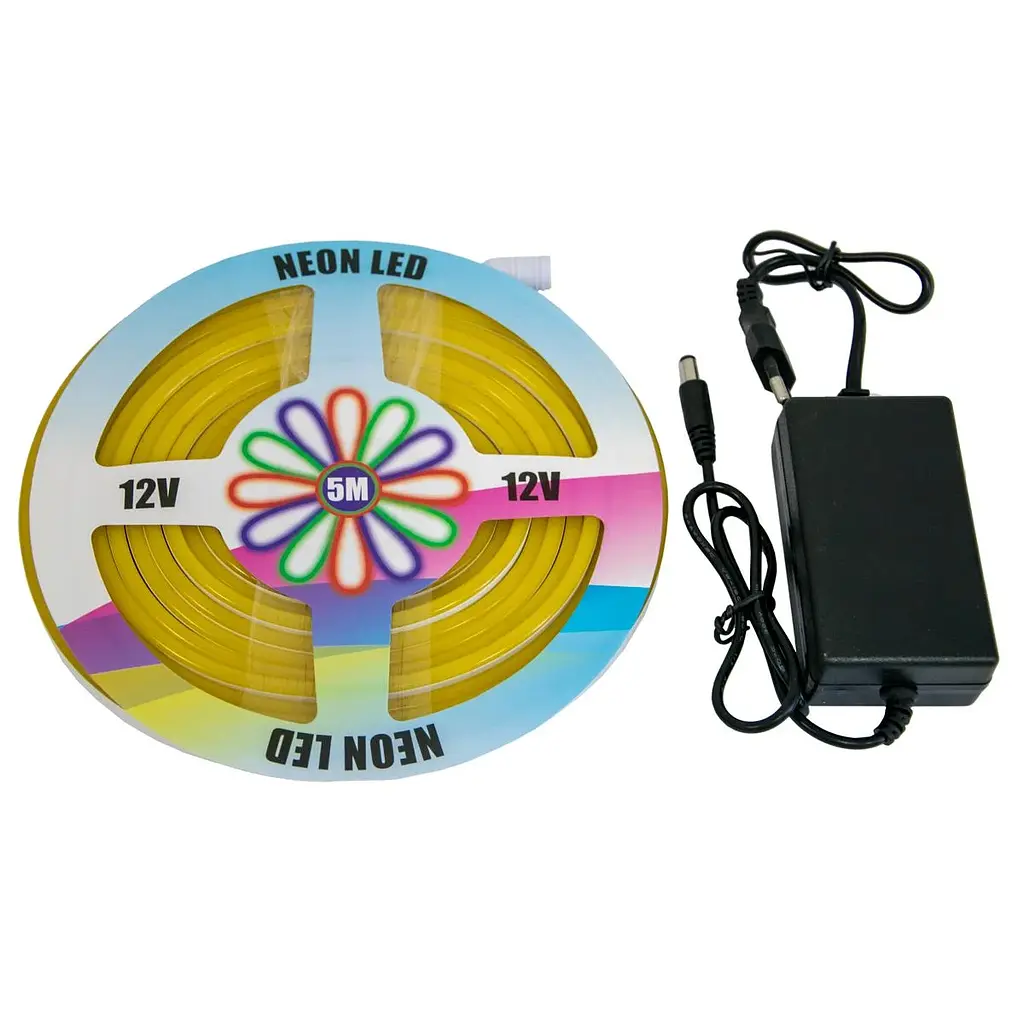 Стрічка неонова силіконова LED Neon з блоком живлення 5M 12Вт-220Вт Жовта - фото 7