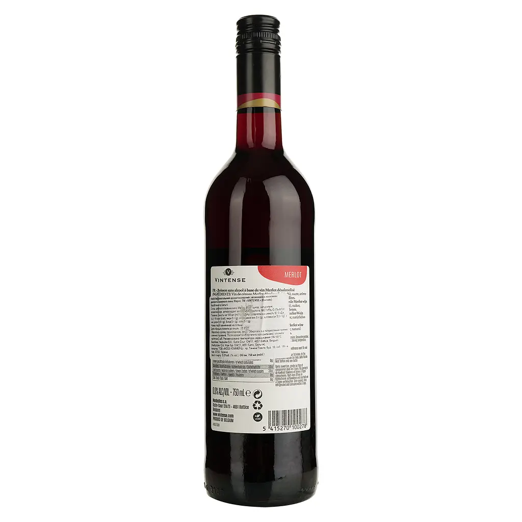 Вино безалкогольне Vintense Merlot, червоне, 0%, 0,75 л (654452) - фото 2
