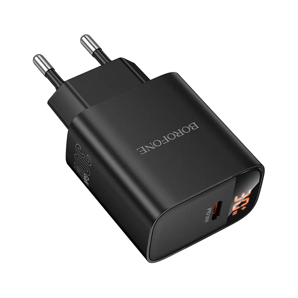 Зарядний пристрій BOROFONE BA97A Ilustre USB-C PD30W digital display Black (6941991120480) - фото 5