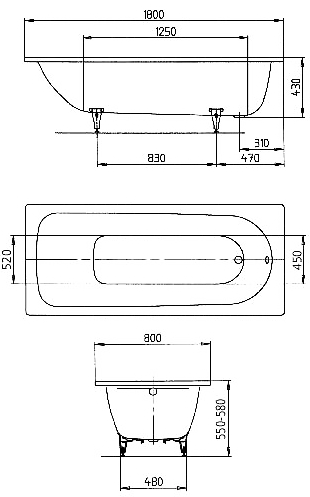 Ванна сталева Kaldewei Saniform Plus 180x80 112800010001 - фото 2