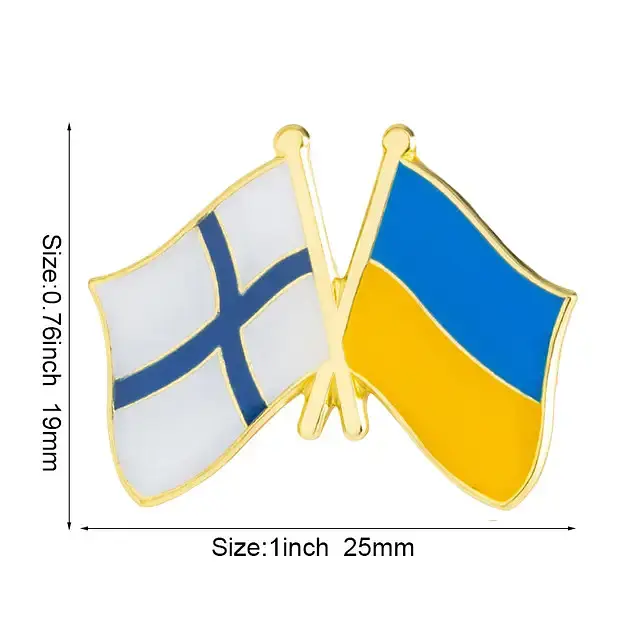 Подвійний значок-пін «Україна – Фінляндія» 25 × 19 мм (00265) - фото 2