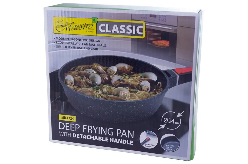 Сковорода глибока антипригарна 24 см Maestro MR-4724 Granite литий алюміній ручка, що знімається - фото 6
