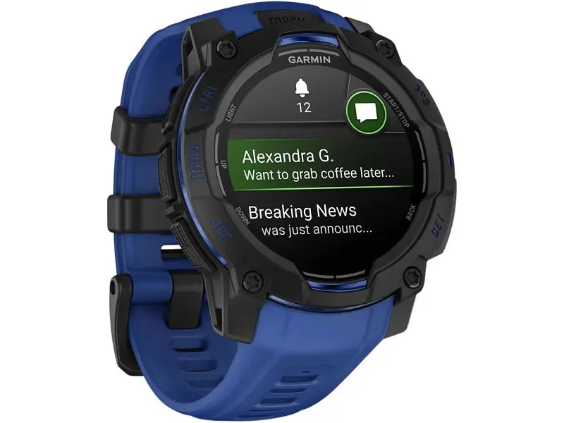 Смарт-годинник Garmin Instinct 3 45mm AMOLED Black with Blue Band (010-02936-03/43) - фото 3