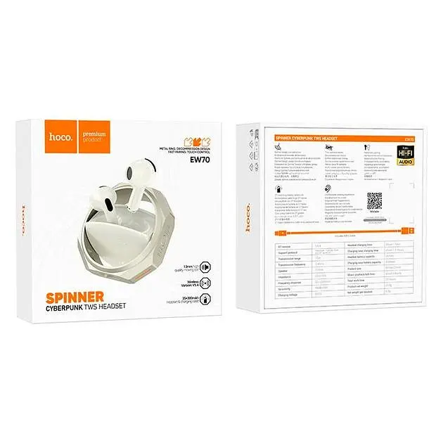 Беспроводные наушники Hoco EW70 Glory true wireless BT headset, BT5.5, 35mAh, 300mAh, 6h, gold - фото 3