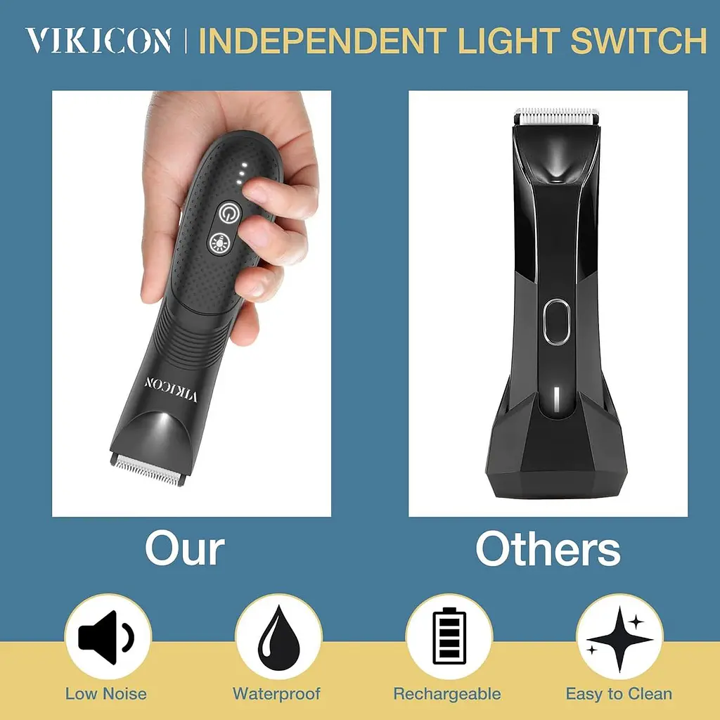 Триммер VIKICON Groin&Body Trimmer для мужчин, электрическая шариковая бритва, сменный керамический лезвие Groomer Б/у - фото 3