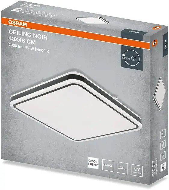 Osram Світильник НСП CEILING NOIR 48x48см Square 72 W 4000 К - фото 4