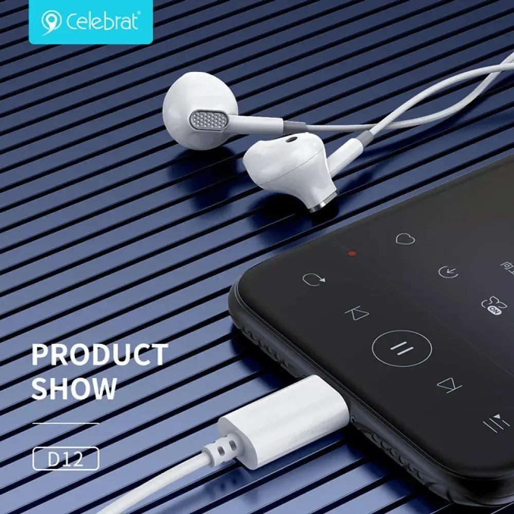 Навушники Celebrat D12 Wired Earphones With Type-C Connector White - фото 2