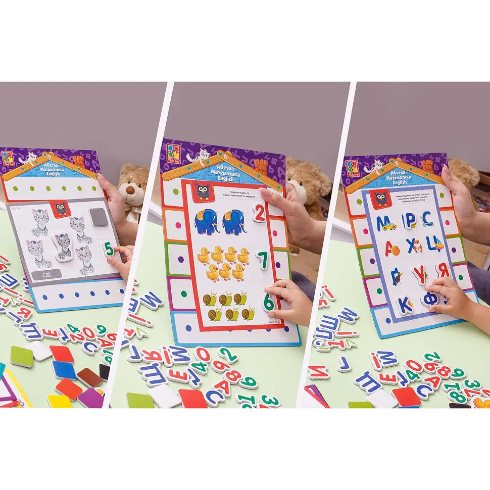 Игра настольная "3в1: English, Азбука, Математика" VT5412-04 - фото 5