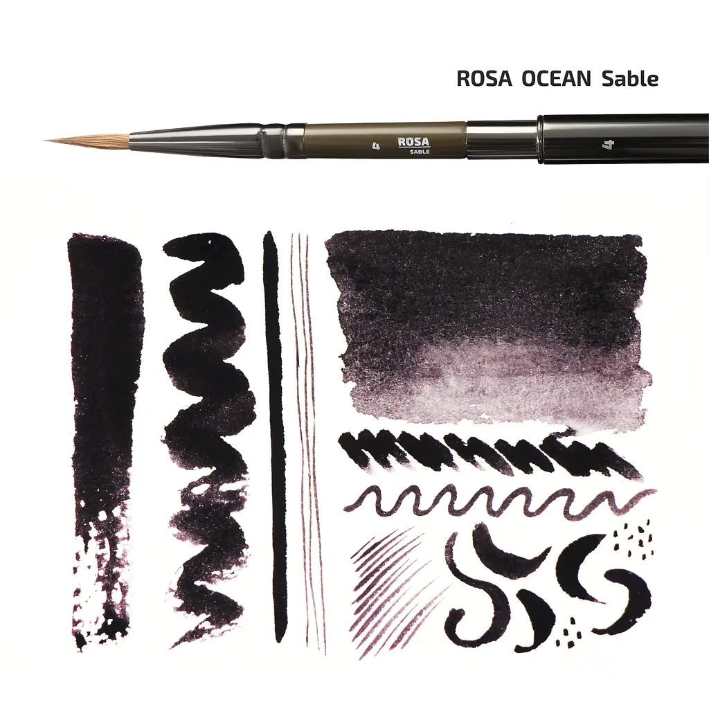 Пензель соболь круглий TRAVEL BRUSH OCEAN 168 №2 коротка ручка ROSA - фото 3