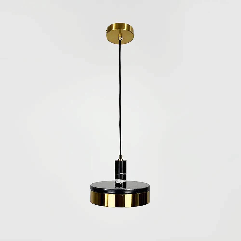 Чорний мармуровий підвіс із латунним корпусом Ø 20 см | Арт. SC 8/1 BK | Line F - фото 6
