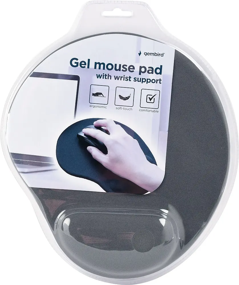 Килимок Gembird Gel Mouse Pad with Wrist Support grey (MP-GEL-GR) - фото 4