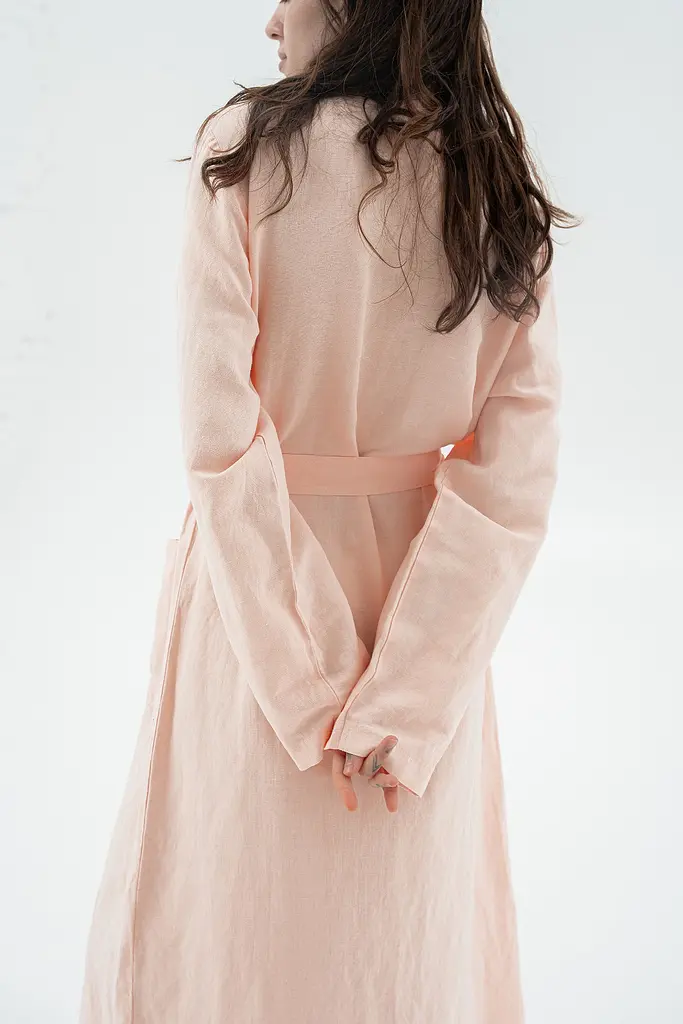 Халат-кимоно со льна Lotus Home - Madrida пудра S/M - фото 3