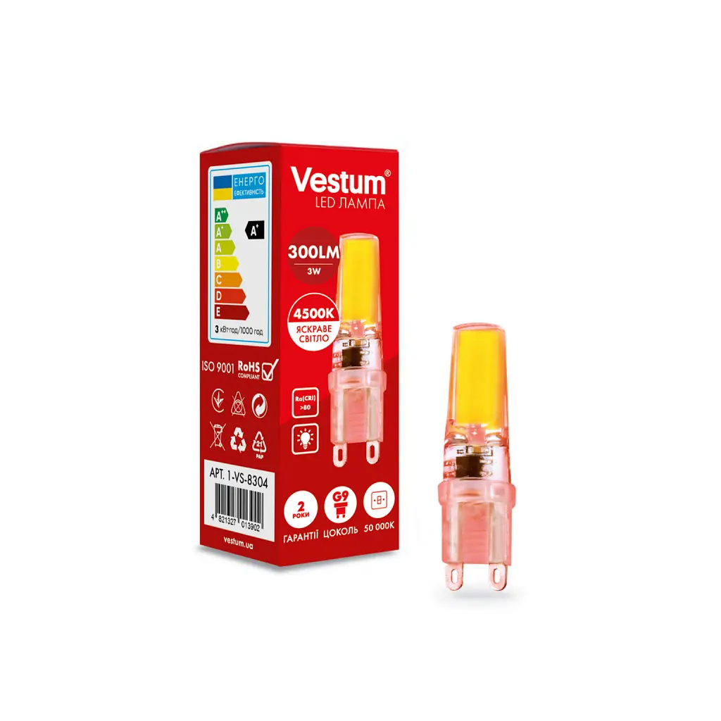 Лампочка Vestum LED COB G9 3W 4500K 220V (1-VS-8304)