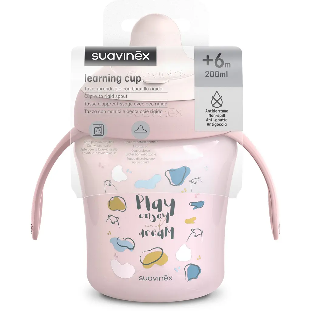 Чашка з носиком Suavinex Bear Family +6 місяців 200 мл рожева (402642) - фото 4