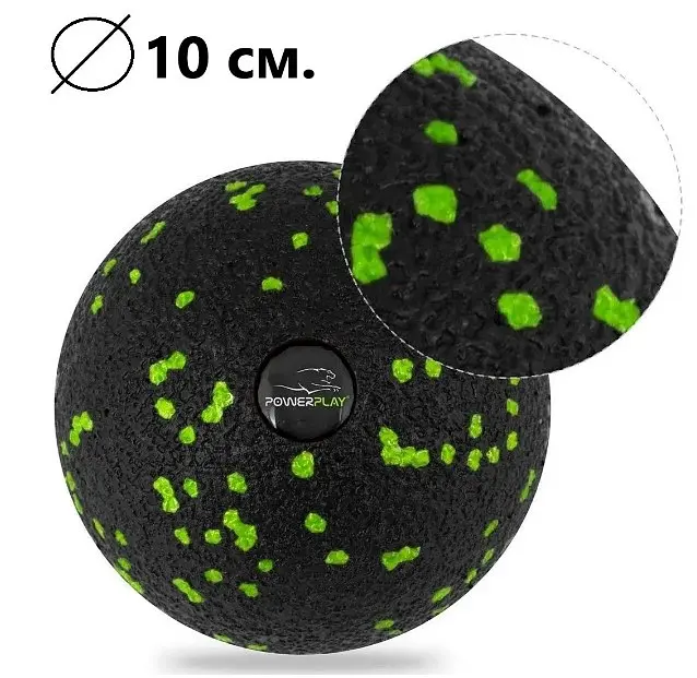 Набір для масажу та йоги PowerPlay PP_4093 EPP (3 м'ячики + валик масажер 15*5,3 см) Green + гумка 5,5 кг (PP_4093_Green) - фото 6