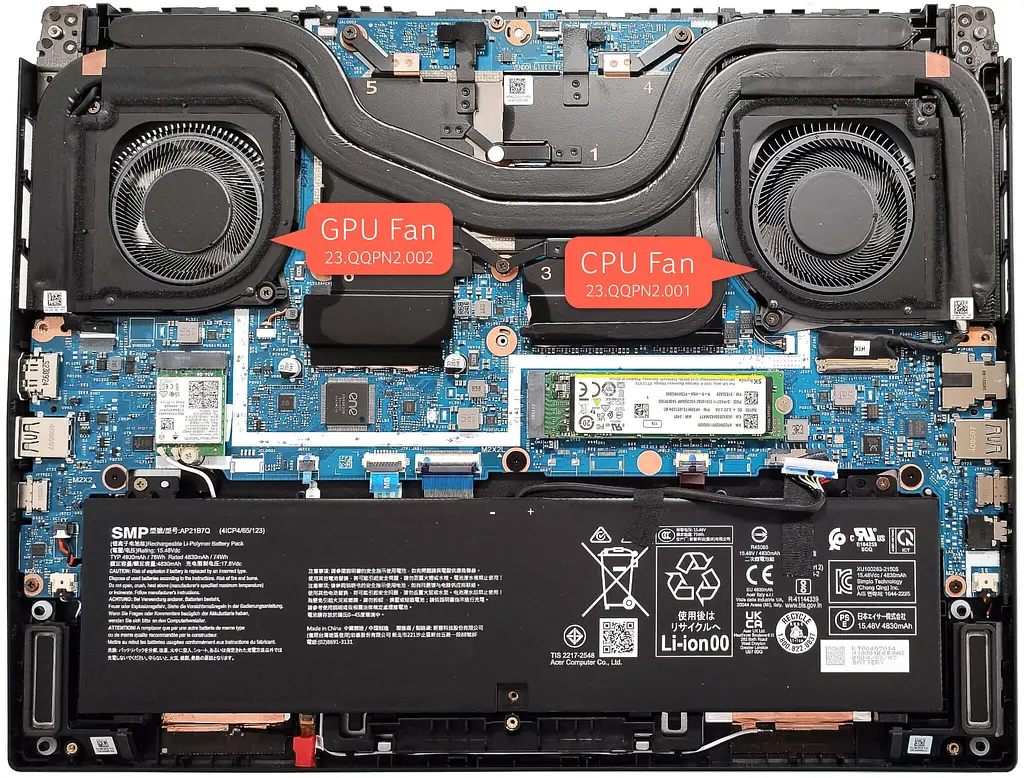 Вентилятор 12V Acer кулер для моделей ноутбука Predator Helios Neo 14 PHN14-51 для GPU (23.QQPN2.002) Оригінальний Acer, 12V, 4pin - фото 3